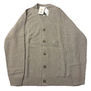 Uniqlo Men Lambs Wool Beige Tan Cardigan Button Sweater V Neck Japan L US Medium